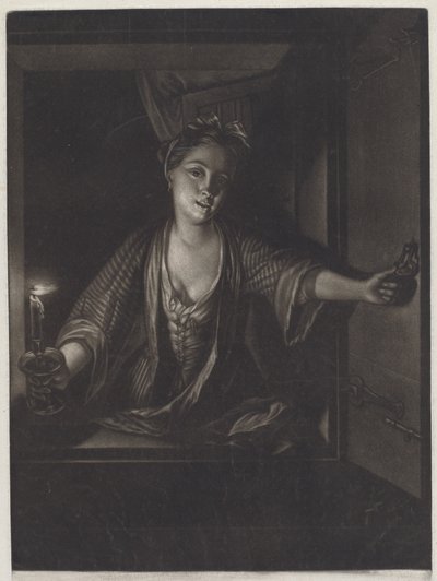 Lány egy gyertyával alkotó: John Greenwood after Nicolaas Verkolje