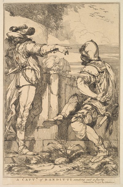 Banditti kapitánya 1778. december 8-án, tizenöt rézkarcból küld egy partit, amelyet ...-nak szenteltek. alkotó: John Hamilton Mortimer