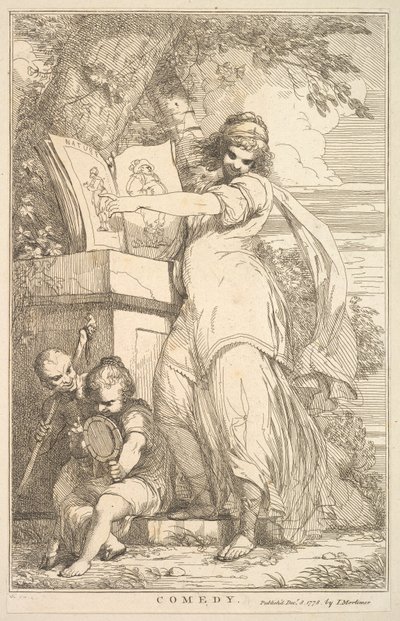 Vígjáték a Sir Joshua Reynoldsnak dedikált tizenöt rézkarcból, 1778. december 8. alkotó: John Hamilton Mortimer