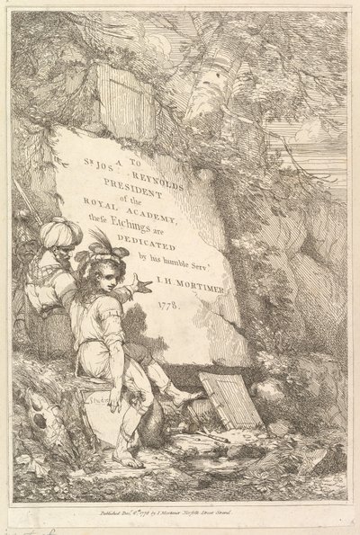 Sir Joshua Reynoldsnak dedikált tizenöt rézkarc előlapja, 1778. alkotó: John Hamilton Mortimer