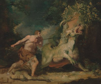 Az ember megtámad egy szörnyet alkotó: John Hamilton Mortimer