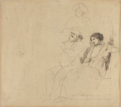 Tanulmány a "The Rustic Dancers" számára alkotó: John Hamilton Mortimer