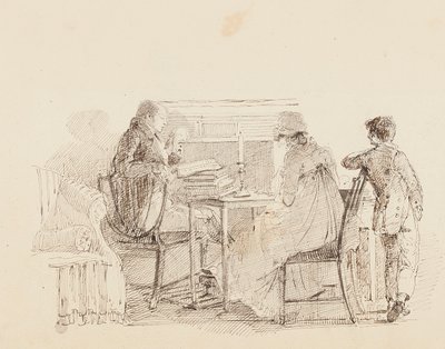Hárman a kandalló mellett, 1805 alkotó: John Harden