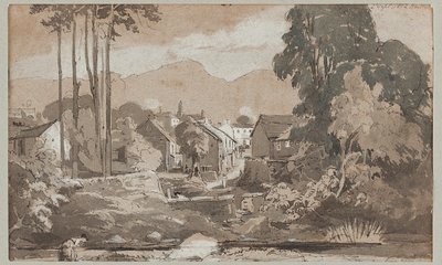 Kilátás keletről Ambleside-ra, 1812 (wc papíron) alkotó: John Harden