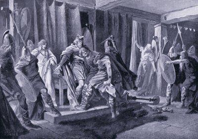 Edwin northumbriai király meggyilkolásának kísérlete i.sz. 626-ban alkotó: John Harris Valda