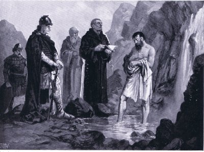 I. Borisz megkeresztelkedése, illusztráció a Hutchinson családból: A nemzetek története, VOL 4, 1920-as évek alkotó: John Harris Valda