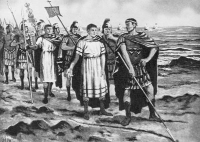 Konstantin az új főváros határait követi (litográfia) alkotó: John Harris Valda