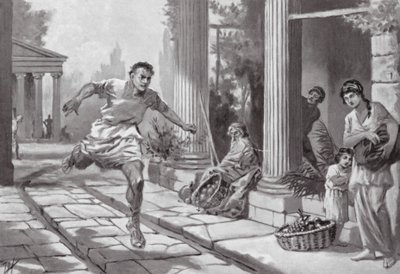 Megdöbbenés Athénban a szicíliai katasztrófa után (litográfia) alkotó: John Harris Valda
