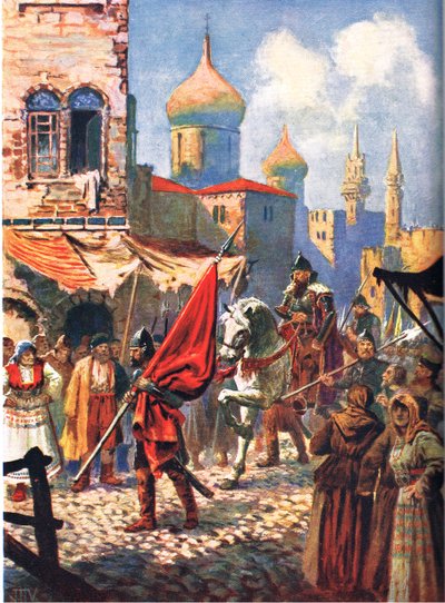 Rettegett Iván visszatérése Moszkvába, illusztráció a Hutchinson nemzetek történelméből alkotó: John Harris Valda