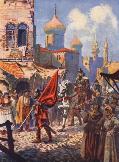 Rettegett Iván visszatérése Moszkvába Kazán elfoglalása után (színes litográfia) alkotó: John Harris Valda