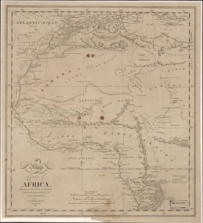 Afrika egy részének térképe - a legújabb hatóságok által rajzolt térkép James Riley kapitány elbeszélésének illusztrálására LOC 2009583840 alkotó: John Hartshorne