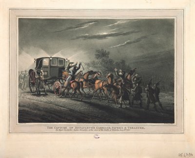 Bonaparte hintójának, papírjainak és kincseinek elfogása, Von Keller őrnagy, 1816 alkotó: John Heaviside Clark