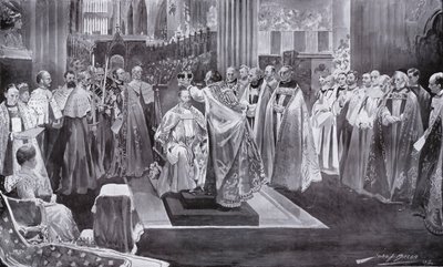VII. Edward király megkoronázása Canterbury érseke által, a Westminster Abbey, London, 1902 alkotó: John Henry Frederick Bacon