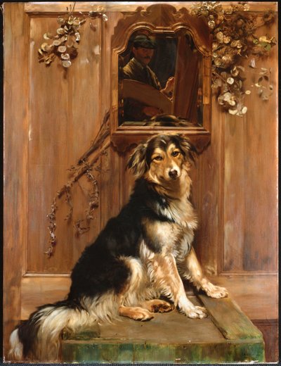 Egy kutya és egy tükör (olaj, vászon) alkotó: John Henry Lorimer