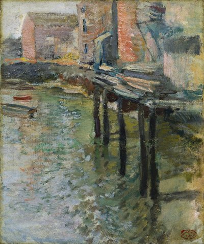 Elhagyott rakpart (A régi malom Cos Cobnál) alkotó: John Henry Twachtman