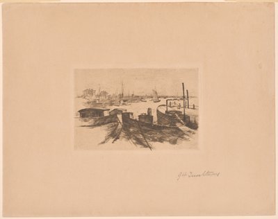 Kikötő uszályokkal alkotó: John Henry Twachtman