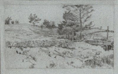Táj kőfallal (mezők vázlata) alkotó: John Henry Twachtman