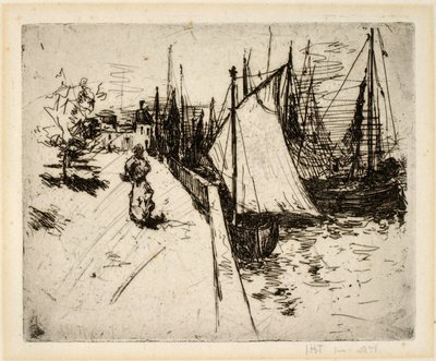 Nő a rakparton, Honfleur alkotó: John Henry Twachtman