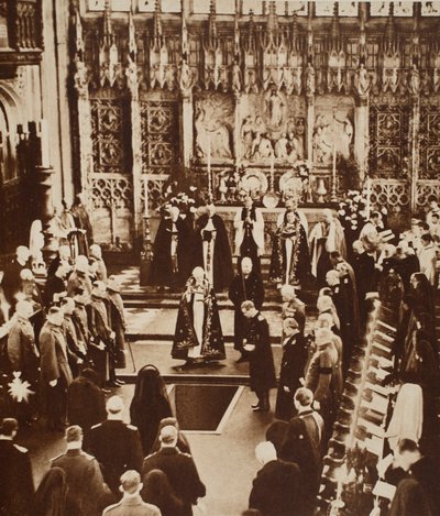 VIII. Edward király földet szór az apja koporsójára, 1936 alkotó: John Hill