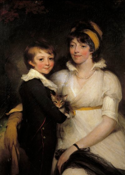Fiatal nő és kisfiú macskát tartva John Hoppner festménye (1758-1810) alkotó: John Hoppner