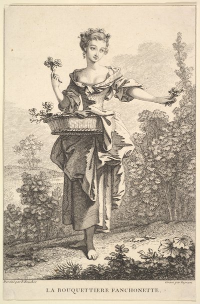 A viráglány fanchonette, 1741-63. alkotó: John Ingram
