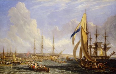 Tengeri jelenet Plymouth (Anglia) előtt, 1815 augusztusában. Olaj, vászon alkotó: John James Chalon