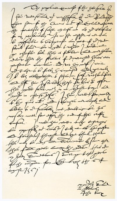 John Knox levele Sir Nicholas Throgmortonnak, 1561. augusztus 6. alkotó: John Knox