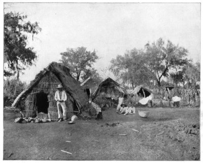 Szalmaházak, Salamanca, Mexikó, 19. század vége. alkotó: John L. Stoddard