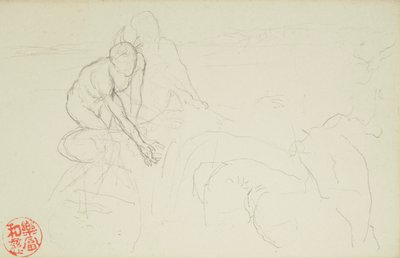 Achilles és Xanthus, a La Farge 849. és 860. számú fóliójából, a 42 rajz egyike alkotó: John La Farge