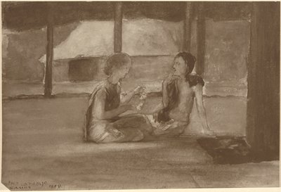 Lányok a szamoai kunyhóban alkotó: John La Farge