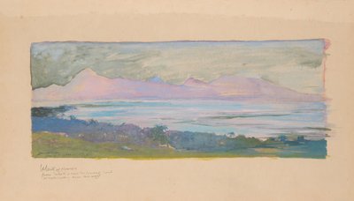 Moorea szigete Tahiti felől nézve a szoroson, 1891. január. alkotó: John La Farge