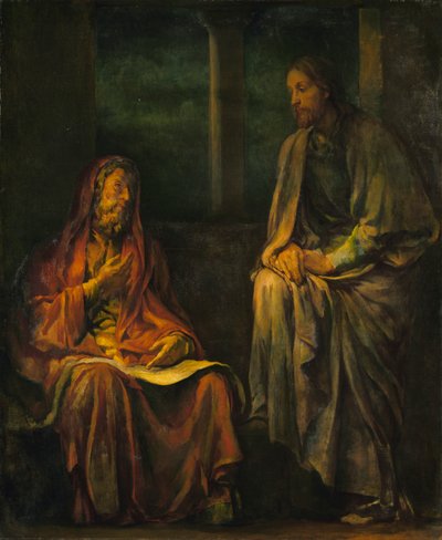 Nikodémus látogatása Krisztusnál, 1880. alkotó: John La Farge