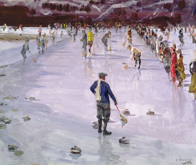 Curling Wengenben (olaj, vászon) alkotó: John Lavery