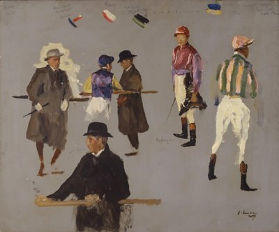 Zsokék és tulajdonosok az Epsomnál alkotó: John Lavery