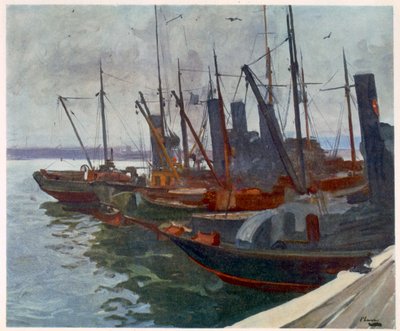 Aknakeresők a kikötőben, a brit művészektől a fronton, a nyugati front folytatása, 1918 alkotó: John Lavery