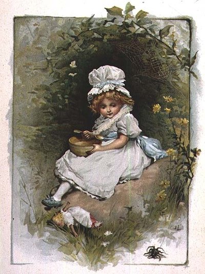 Little Miss Muffet, egy illusztrált gyermekverseskötetből alkotó: John Lawson
