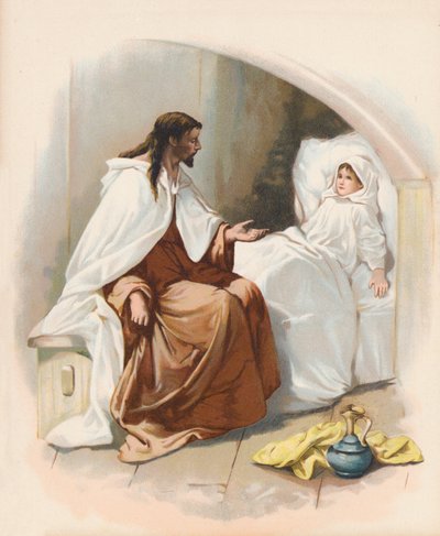 Jairus lányának feltámasztása (színes litográfia) alkotó: John Lawson