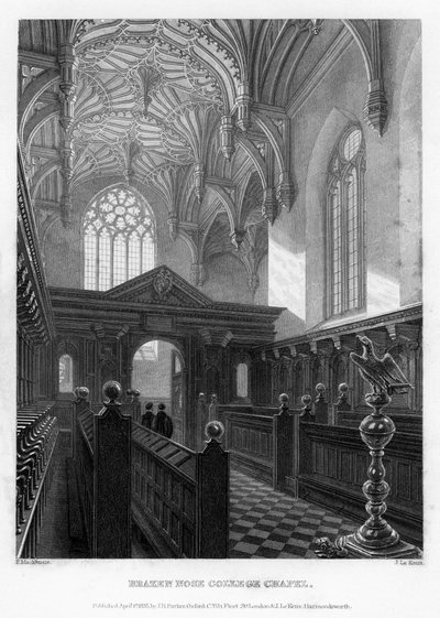 Brazen Nose Brasenose College kápolna, Oxfordi Egyetem, 1835. alkotó: John Le Keux