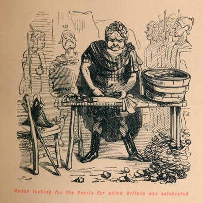 Caesar a gyöngyöket keresi, amelyekért Nagy-Britanniát ünnepelték, 1860, 1860 körül. alkotó: John Leech