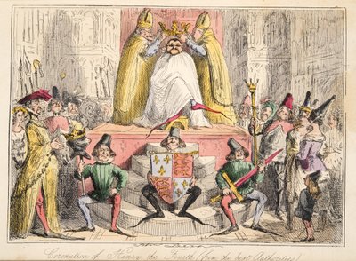 Henrik koronázása IV. (a legjobb szaktekintélyektől), a The Comic History of England-ből, pub. 1864 (kézzel színezett rézkarc) alkotó: John Leech