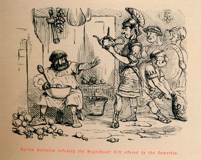 Curius Dentatus visszautasította a samniták által felajánlott csodálatos ajándékot, 1852 alkotó: John Leech