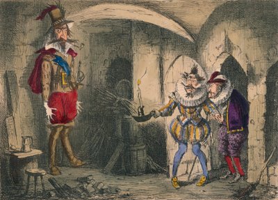 Guido Fawkes felfedezése Suffolk és Mounteagle által, 1850 alkotó: John Leech