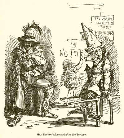 Guy Fawkes a kínzás előtt és után alkotó: John Leech