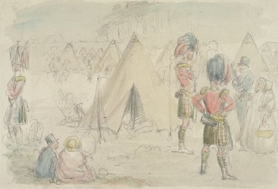 Felvidéki ezred a táborban (wc és grafit papíron) alkotó: John Leech