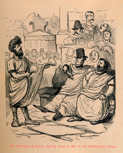 Q Fabius őexcellenciája békét vagy háborút ajánl a karthágói szenátusnak, 1852 alkotó: John Leech