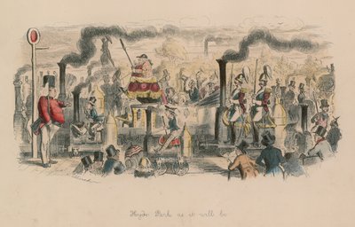 Hyde Park, ahogy lesz (színes metszet) alkotó: John Leech
