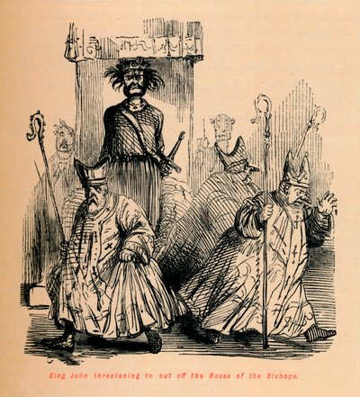 János király azzal fenyegetőzik, hogy levágja a püspökök orrát, c1860, c1860 alkotó: John Leech