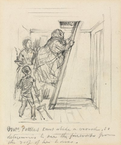 "Mrs. Pottles nem bírja a tömeget" alkotó: John Leech