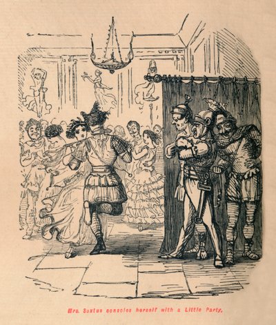 Mrs. Sextus egy kis partival vigasztalja magát, 1852 alkotó: John Leech