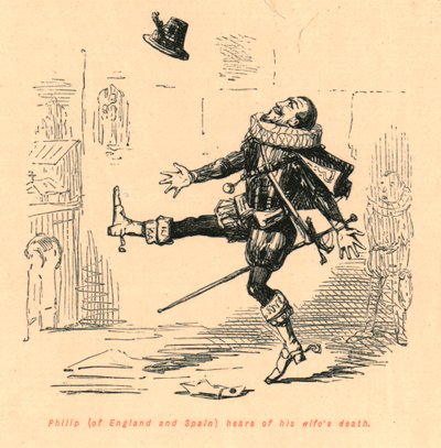 Az angliai és spanyol Fülöp tudomást szerez felesége haláláról, 1897-ben. alkotó: John Leech